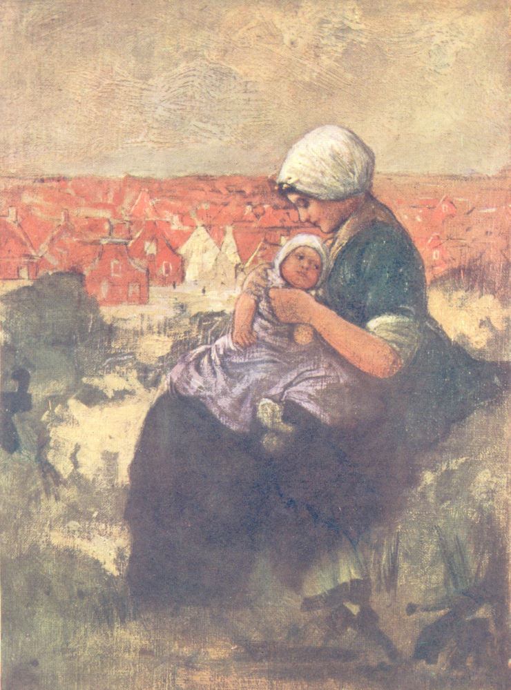 NETHERLANDS. South Holland. Mother and child of Scheveningen 1904 old print